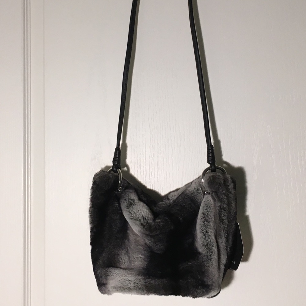 Zara faux fur shoulder bag NWT